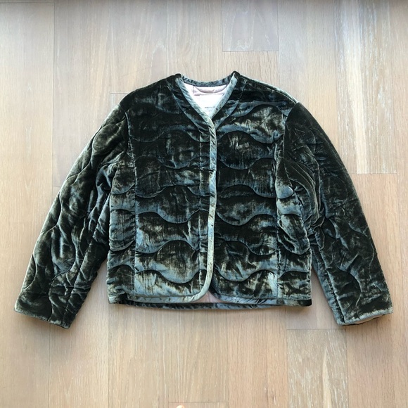 Rebecca Taylor Jackets & Blazers - Rebecca Taylor Quilted Velvet Coat in Army